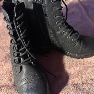 Black Lace-Up Ankle Boots